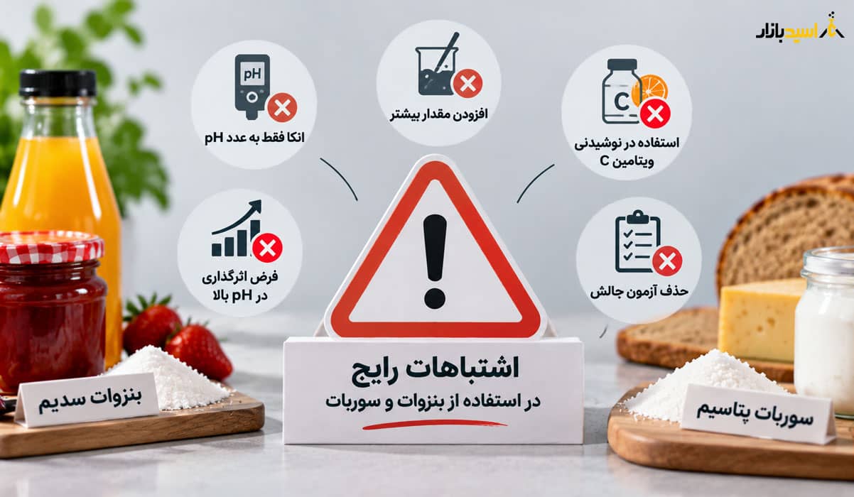 اشتباهات رایج در استفاده از بنزوات و سوربات اشتباهات رایج در استفاده از بنزوات و سوربات