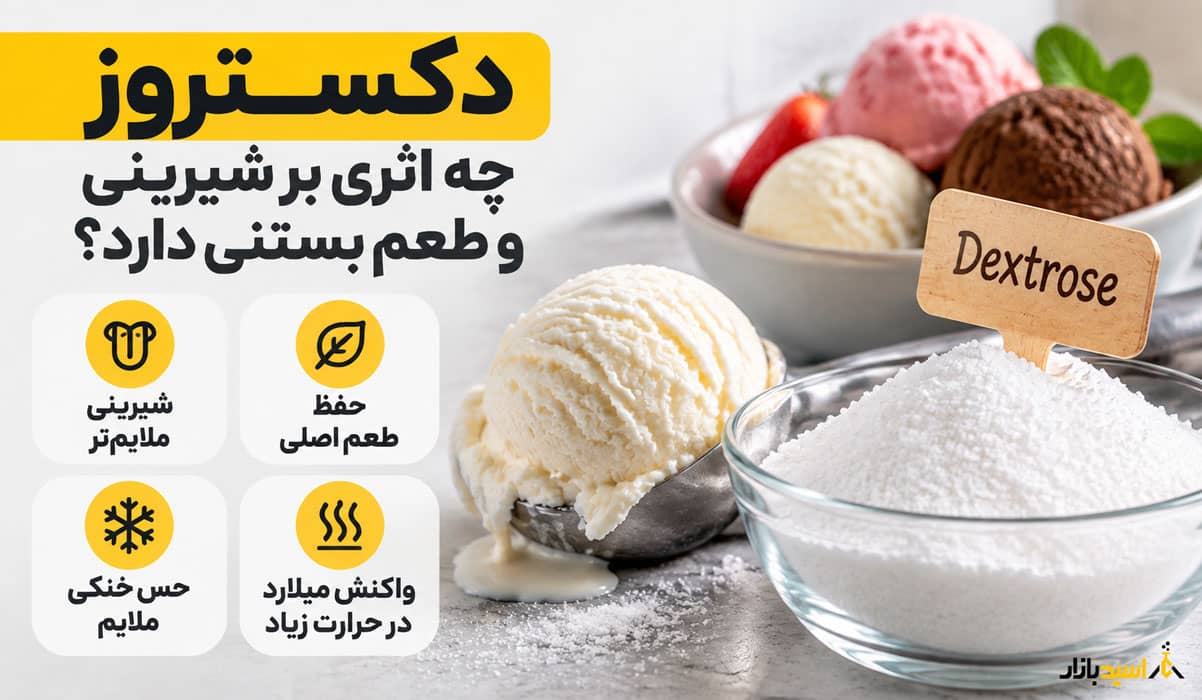 دکستروز چه اثری بر شیرینی و طعم بستنی دارد؟ دکستروز چه اثری بر شیرینی و طعم بستنی دارد؟