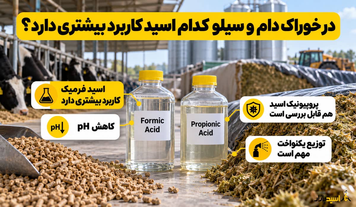 در خوراک دام و سیلو کدام اسید کاربرد بیشتری دارد؟ در خوراک دام و سیلو کدام اسید کاربرد بیشتری دارد؟